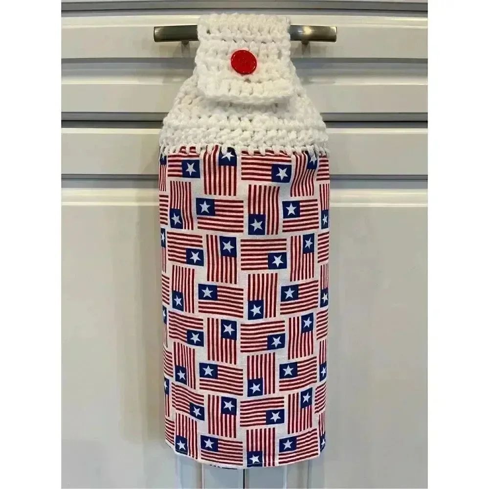 Crochet Top Kitchen Towel- American Flags